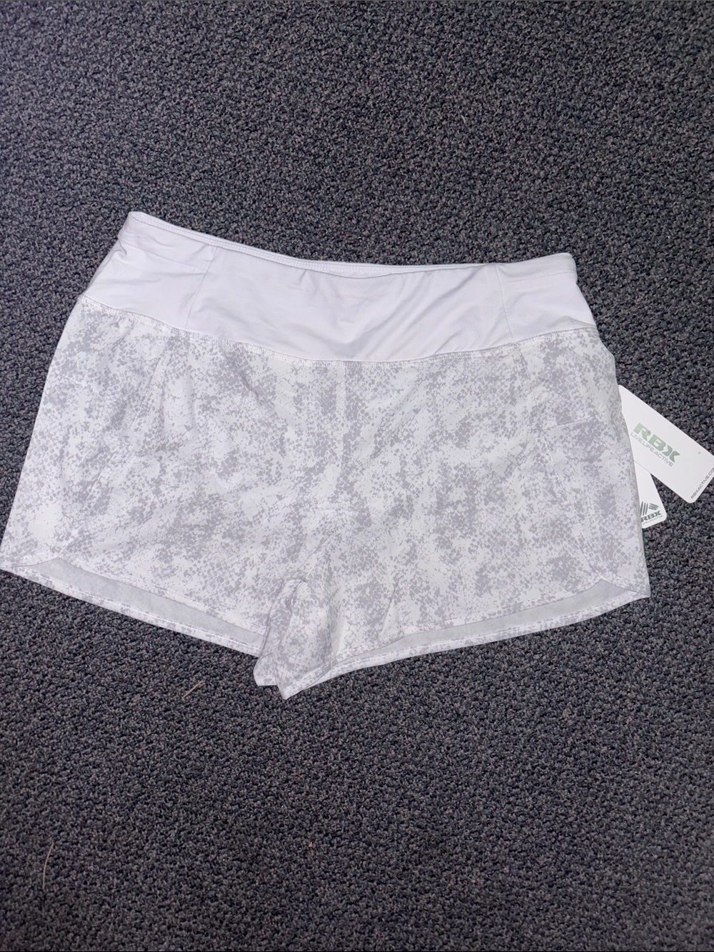 RBX Women's White Textured Active Shorts - Size Large